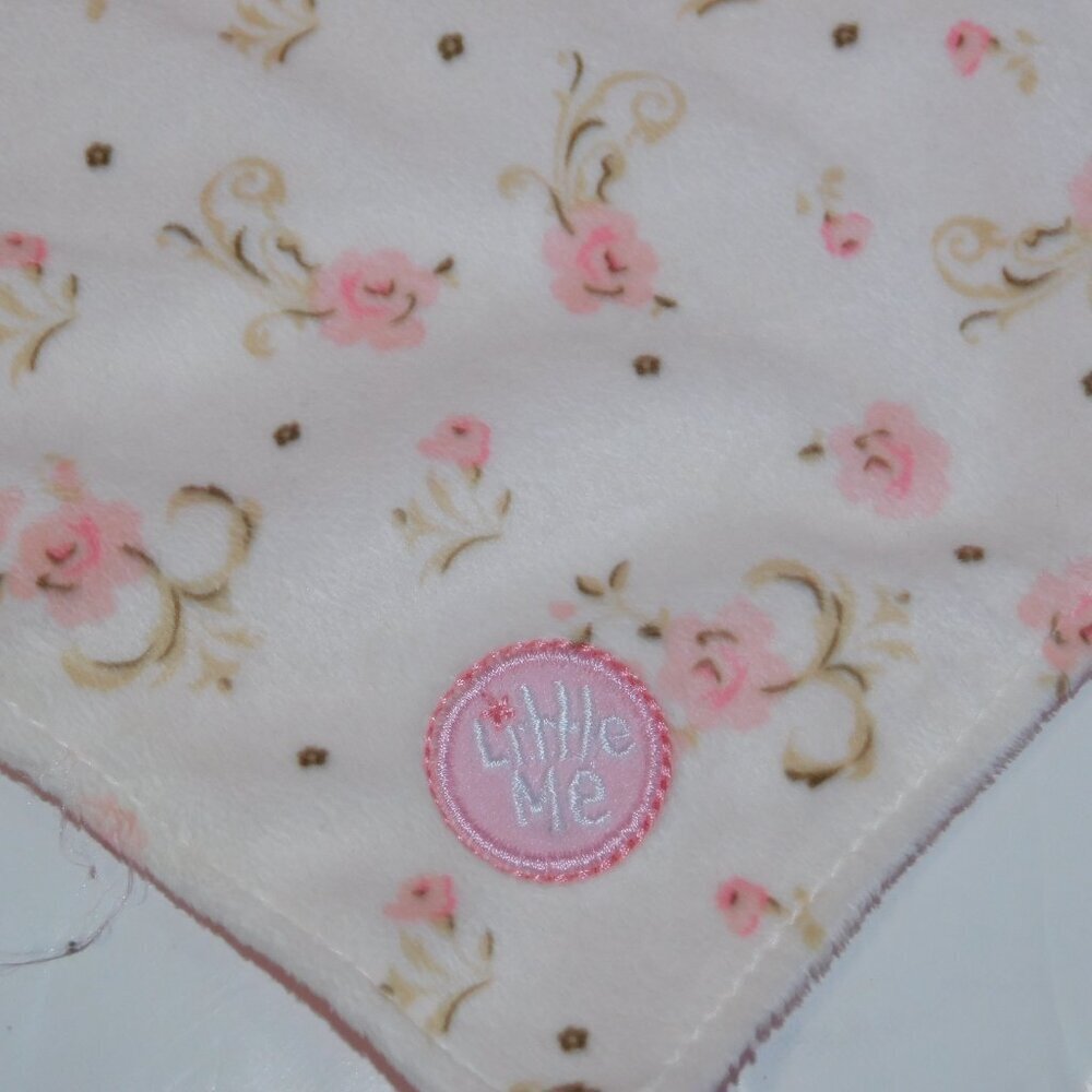 Little Me Pink Bunny Rose Floral Security Blanket Plush Baby Lovey Rabbit nunu - Picture 4 of 8